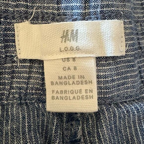 H & M LOGG Wide Leg Capri Pants Blue Sz 8 Nautical Granola Coastal Grandma Beach - Picture 4 of 10